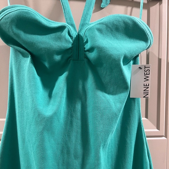 Nine West Teal Ribbed Cotton Dress - Picture 4 of 4